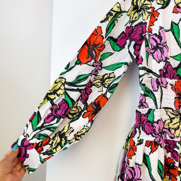 Roller Rabbit Size M Jorales Bibianna Wrap Floral Mini Dress Multi-Color V-Neck - Picture 3 of 11